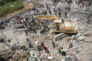 ویرانی‌های برجای مانده ناشی از حملات اسرائیل علیه لبنان.